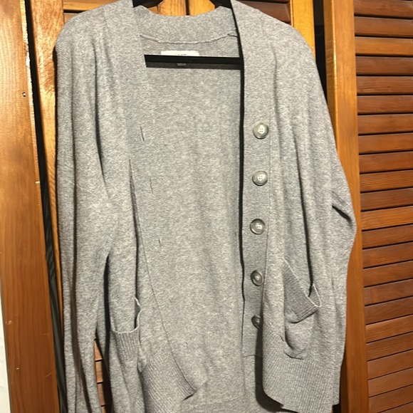 Small, Light Gray Button Down Cardigan - LOFT - Picture 2 of 2